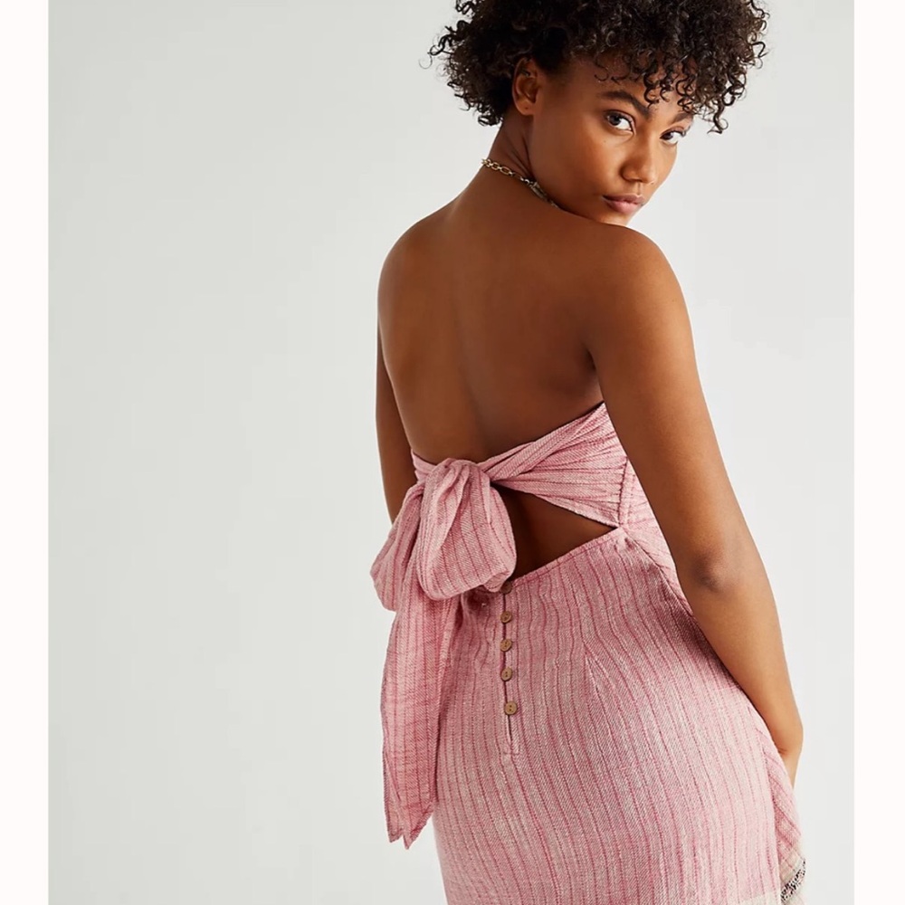 Pink Backless Bow-Tie Dress